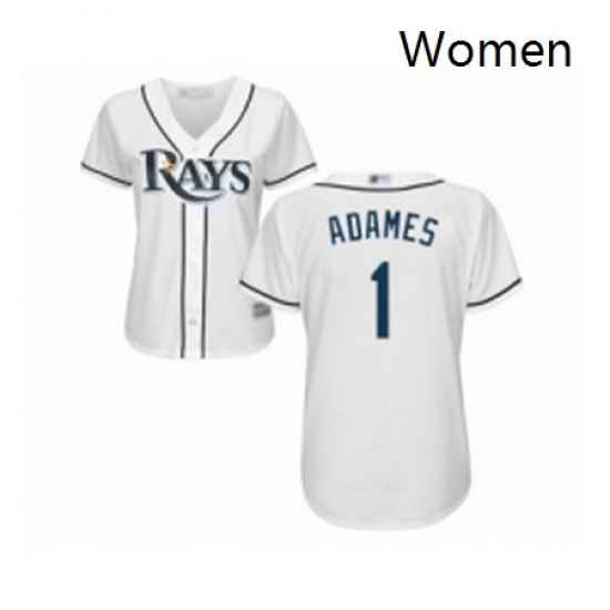 Womens Tampa Bay Rays 1 Willy Adames Replica White Home Cool Base Baseball Jersey
